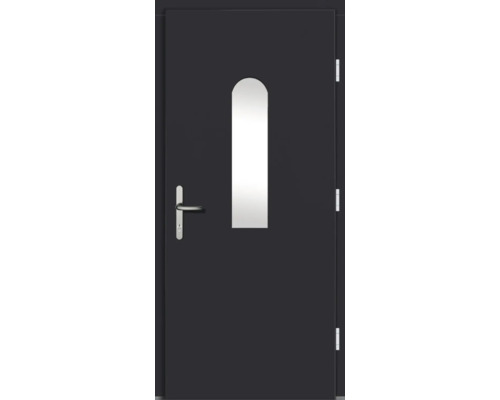 Stahltür mit Glaseinsatz und Griff