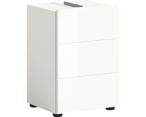 Meuble sous vasque Xonox.home Vira lxhxp 38 x 56 cm x 34 cm couleur de façade blanc haute brillance Meuble sous-lavabo avec trois tiroirs pour la salle de bain