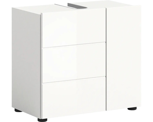 Meuble sous vasque Xonox.home Vira lxhxp 60 x 56 cm x 32 cm couleur de façade blanc haute brillance Meuble sous-vasque avec trois tiroirs pour la salle de bain