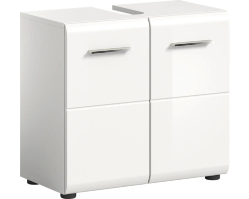 Meuble sous vasque Xonox.home Ice lxhxp 60 x 54 cm x 32 cm couleur de façade blanc haute brillance Meuble sous-vasque avec quatre tiroirs et poignées