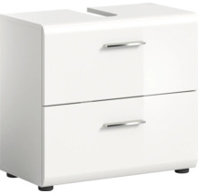 Meuble sous-vasque blanc avec deux tiroirs et poignées