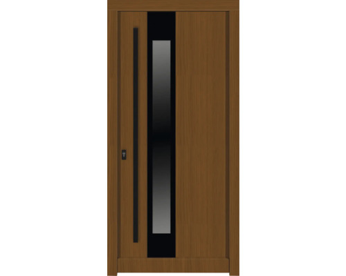 Porte d'entrée DW14a pin/chêne S52-Zeder 1100x2100 mm tirant gauche (ouverture vers l'intérieur) Porte d''entrée avec insert en verre et poignée