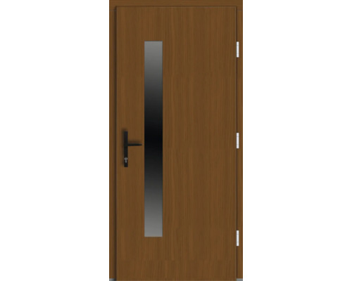 Holztür mit Glaseinsatz und Türgriff