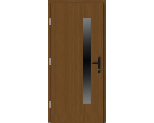 Holztür mit Glaseinsatz und Griff