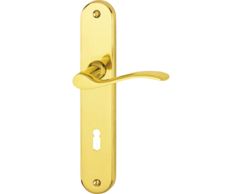 Poignée de porte sur plaque longue BB AnsaPro Colorado distance entre les trous 72 mm laiton poli Poignée de porte sur plaque longue BB AnsaPro Colorado distance entre les trous 72 mm laiton poli