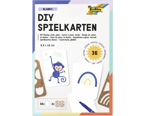 Cartes à jouer DIY blanko 6,5x10 cm 36 cartes y compris pochoirs
