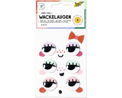 Wackelaugen Lashes Size L Ø 30 mm selbstklebend 6 Stk.