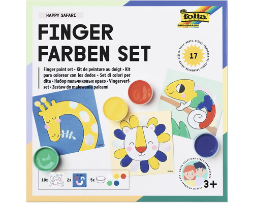Kit de peinture au doigt Happy Safari 5 couleurs 30 ml y compris cartons à peindre Kit de peinture au doigt Happy Safari 5 couleurs 30 ml y compris cartons à peindre