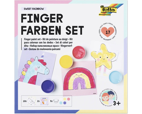 Kit de peinture au doigt Sweet Rainbow 5 couleurs 30 ml y compris cartons à peindre