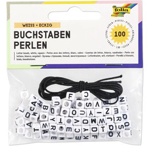 Paquet de perles alphabet blanches et carrées avec cordon