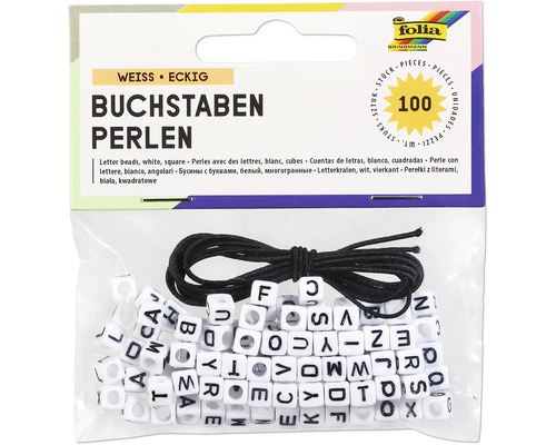 Perles lettres carré noir blanc 99 pces