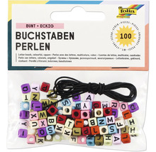 Perles alphabet multicolores et angulaires avec ficelle, 100 pièces