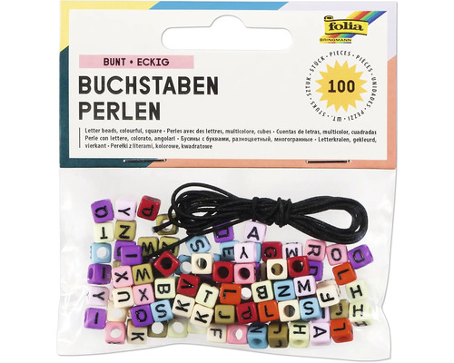 Perles lettres carré multicolore 100 pces