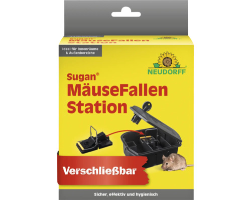 Mäusefalle Neudorff Sugan Mäuse Fallen Station, inklusive Schlagfalle und Auslöseanzeige, schützt Kinder und Haustiere vor ungewolltem Zugang