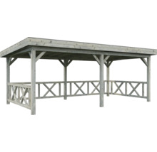 Pavillon en bois avec toit et balustrade en bois périphérique
