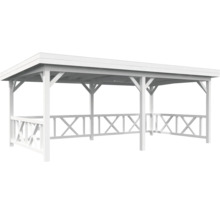 Pavillon blanc en bois avec rambarde