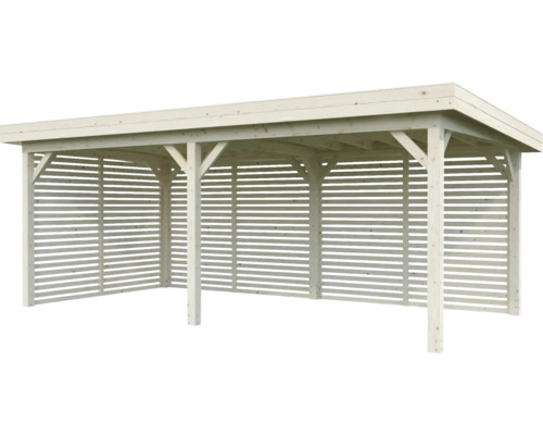 Holzcarport mit Lamellenwänden
