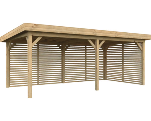Carport en bois avec parois à lamelles pour l''extérieur