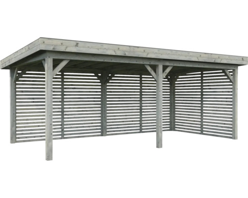 Holzcarport mit Lamellenwänden für den Garten