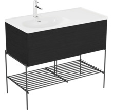 Vasque avec meuble sous-vasque, structure métallique et étagère