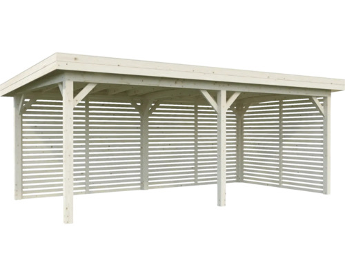 Holzcarport mit Lamellenwänden für den Außenbereich