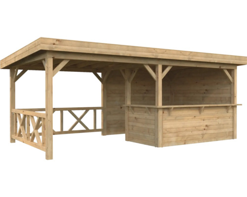 Pavillon de jardin en bois avec toit et comptoir