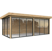 Maison de jardin en bois avec portes coulissantes en verre