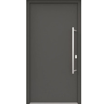 Graue Haustür mit Türgriff