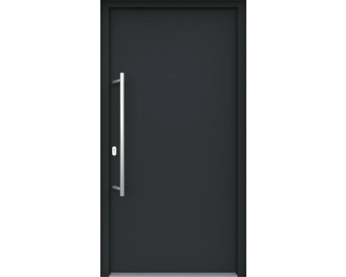 ARON HaustürBasic 3101 Aluminium-Kunststoff-Verbund RAL 7016 anthrazitgrau 1100x2100 mm einseitig flügelüberdeckend DIN Links inkl.Stoßgriffset,Innendrücker in Edelstahl,Profilzylinder mit 3 Schlüsseln Haustür mit Griffstange