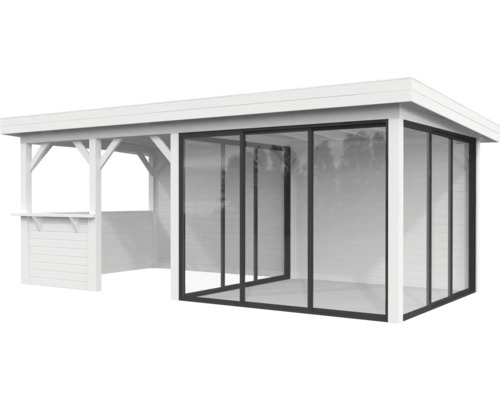 Abri de jardin en bois avec façade en verre