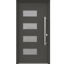 Haustür mit vier rechteckigen Glaseinsätzen und einem Griff