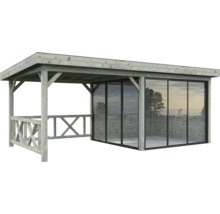 Pavillon couvert avec façade en verre pour le jardin