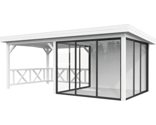 Pavillon couvert avec parois coulissantes en verre