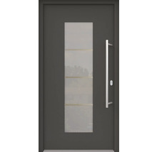 ARON HaustürARON 3141 Aluminium-Kunststoff-Verbund RAL 7016 anthrazitgrau 1100x2100 mm einseitig flügelüberdeckend DIN Rechts inkl.Stoßgriffset,Innendrücker in Edelstahl,Profilzylinder mit 3 Schlüsseln
