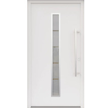 ARON HaustürARON 3161 Aluminium-Kunststoff-Verbund RAL 9016 verkehrsweiß 1000x2000 mm einseitig flügelüberdeckend DIN Rechts inkl.Stoßgriffset,Innendrücker in Edelstahl,Profilzylinder mit 3 Schlüsseln