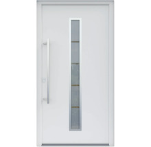 ARON HaustürARON 3161 Aluminium-Kunststoff-Verbund RAL 9016 verkehrsweiß 1000x2000 mm einseitig flügelüberdeckend DIN Links inkl.Stoßgriffset,Innendrücker in Edelstahl,Profilzylinder mit 3 Schlüsseln
