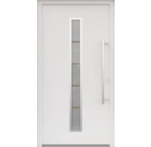ARON HaustürARON 3161 Aluminium-Kunststoff-Verbund RAL 9016 verkehrsweiß 1100x2100 mm einseitig flügelüberdeckend DIN Rechts inkl.Stoßgriffset,Innendrücker in Edelstahl,Profilzylinder mit 3 Schlüsseln