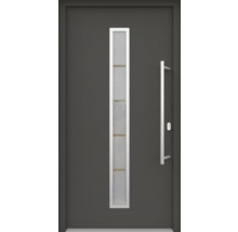 ARON HaustürARON 3161 Aluminium-Kunststoff-Verbund RAL 7016 anthrazitgrau 1000x2000 mm einseitig flügelüberdeckend DIN Rechts inkl.Stoßgriffset,Innendrücker in Edelstahl,Profilzylinder mit 3 Schlüsseln