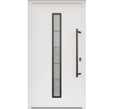 ARON HaustürARON 3171 Aluminium-Kunststoff-Verbund RAL 9016 verkehrsweiß 1000x2000 mm einseitig flügelüberdeckend DIN Rechts inkl.Stoßgriffset,Innendrücker in Schwarz,Profilzylinder mit 3 Schlüsseln