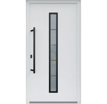ARON HaustürARON 3171 Aluminium-Kunststoff-Verbund RAL 9016 verkehrsweiß 1000x2000 mm einseitig flügelüberdeckend DIN Links inkl.Stoßgriffset,Innendrücker in Schwarz,Profilzylinder mit 3 Schlüsseln