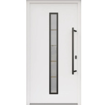 ARON HaustürARON 3171 Aluminium-Kunststoff-Verbund RAL 9016 verkehrsweiß 1000x2100 mm einseitig flügelüberdeckend DIN Rechts inkl.Stoßgriffset,Innendrücker in Schwarz,Profilzylinder mit 3 Schlüsseln