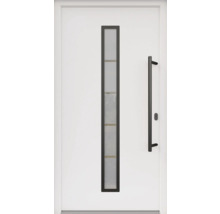 ARON HaustürARON 3171 Aluminium-Kunststoff-Verbund RAL 9016 verkehrsweiß 1100x2100 mm einseitig flügelüberdeckend DIN Rechts inkl.Stoßgriffset,Innendrücker in Schwarz,Profilzylinder mit 3 Schlüsseln