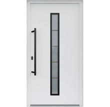 ARON HaustürARON 3171 Aluminium-Kunststoff-Verbund RAL 9016 verkehrsweiß 1100x2100 mm einseitig flügelüberdeckend DIN Links inkl.Stoßgriffset,Innendrücker in Schwarz,Profilzylinder mit 3 Schlüsseln