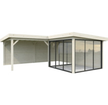 Abri de jardin avec annexe et façade vitrée