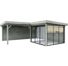 Pavillon en bois avec façade en verre pour le jardin