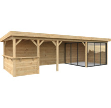 Abri de jardin en bois avec bar et portes coulissantes