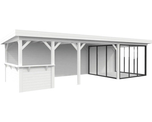 Pavillon blanc avec portes coulissantes