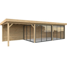 Pavillon en bois avec façade en verre