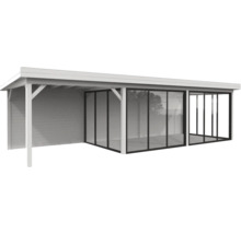Pavillon couvert avec façade en verre