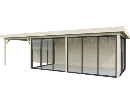 Abri de jardin en bois avec portes coulissantes